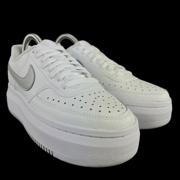 Nike Court Vision Alta Ltr White Silver Shoes DM0113-101 Women's Size 9 - Picture 4 of 9